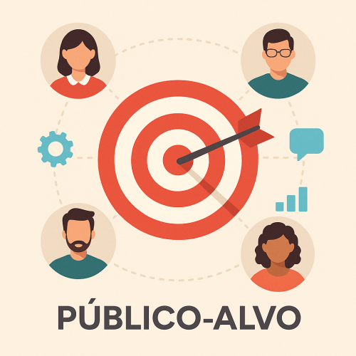 Representação visual de uma persona de público-alvo com características demográficas e comportamentais"